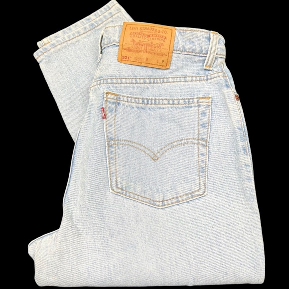 |•LEVI'S•| 521 Tapered Fit Tapered Leg Light Wash Jeans Size 12 Petite Rare - Picture 4 of 15